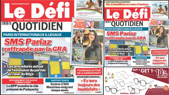 Voici la une du Défi Quotidien de ce Mardi 18 Mars 2025