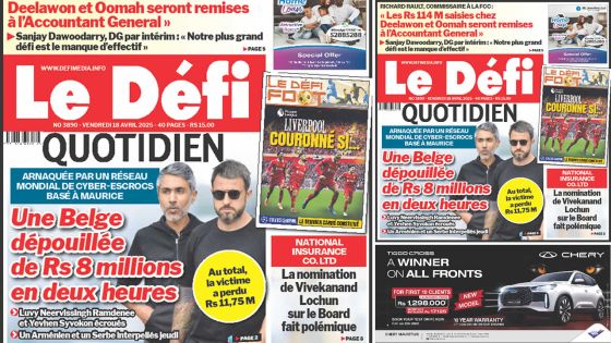 Voici la une du Défi Quotidien de ce Vendredi 18 Avril 2025