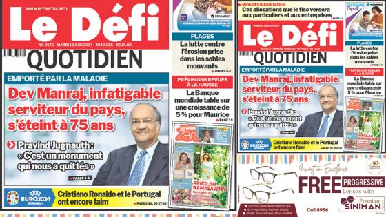 Voici la une du Défi Quotidien de ce Mardi 18 Juin 2024