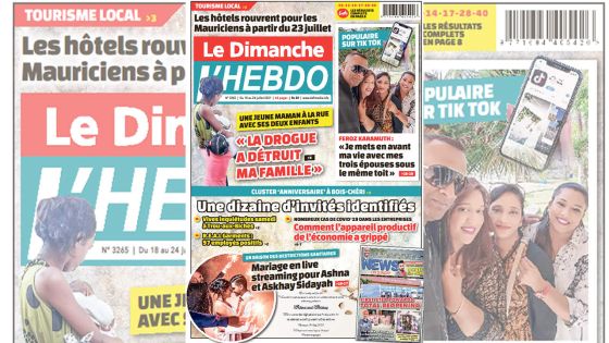 Voici la Une de Le Dimanche/L'Hebdo de ce dimanche 18 Juillet 2021