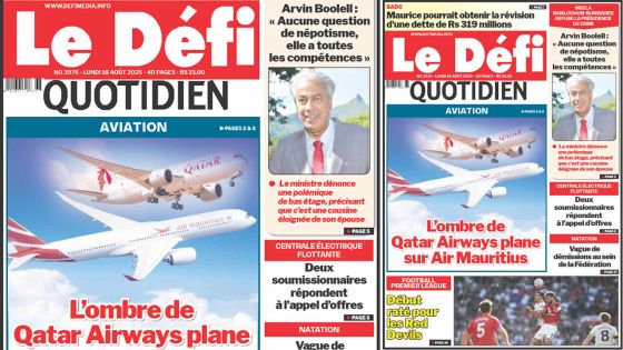 Voici la une du Défi Quotidien de ce Lundi 18 Août 2025