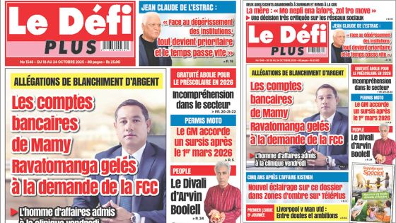 Voici la Une du Défi Plus de ce Samedi 18 Octobre 2025