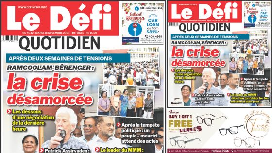 Voici la une du Défi Quotidien de ce Mardi 18 Novembre 2025