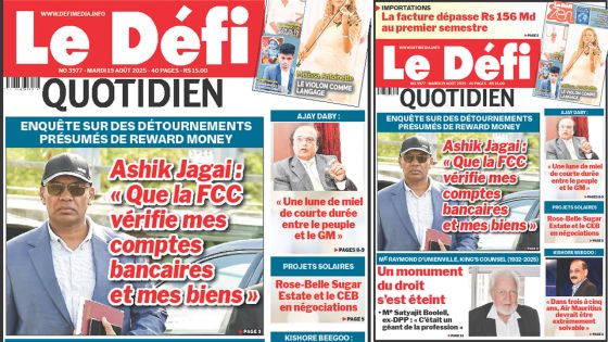 Voici la une du Défi Quotidien de ce Mardi 19 Août 2025