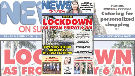 Voici la Une de News on Sunday de ce vendredi 20 mars 2020