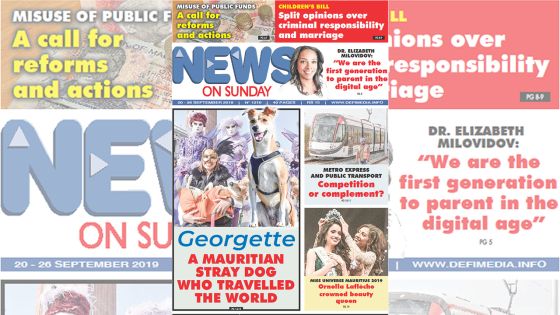 Voici la Une de News on Sunday de ce Vendredi 20 septembre 2019