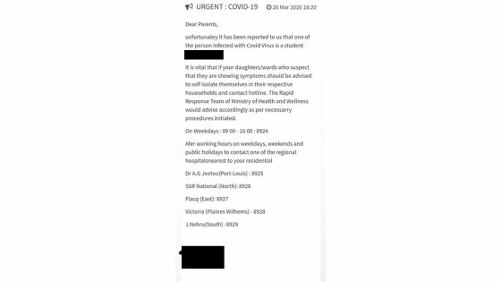 Covid -19 : appel à la vigilance aux parents d'élèves d'un collège d'État 