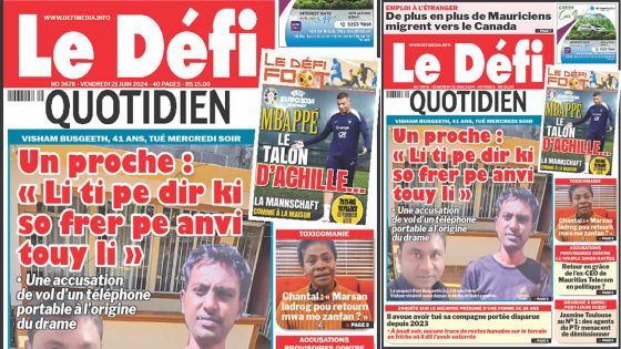 Voici la une du Défi Quotidien de ce Vendredi 21 Juin 2024