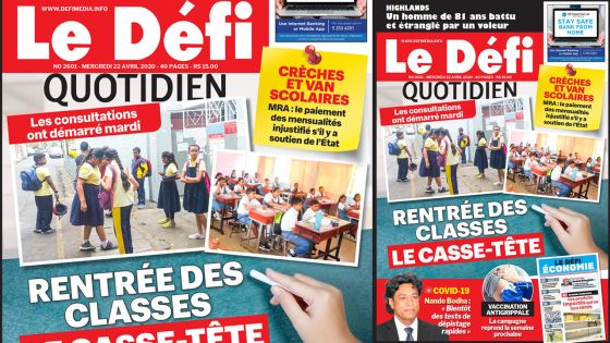 Voici la Une du Defi Quotidien de ce mercredi 22 avril 2020