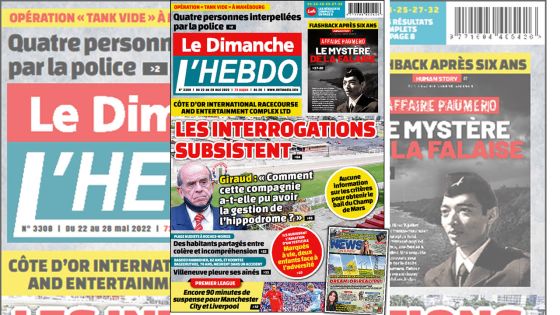 Voici la Une de Le Dimanche/L'Hebdo de ce dimanche 22 Mai 2022