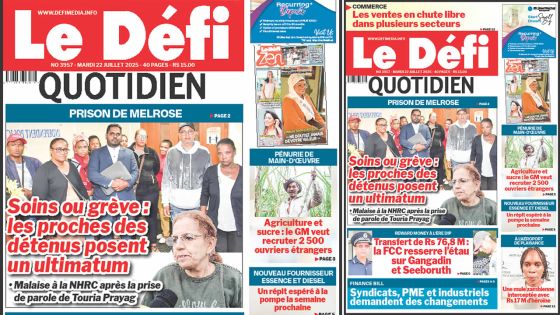 Voici la une du Défi Quotidien de ce Mardi 22 Juillet 2025