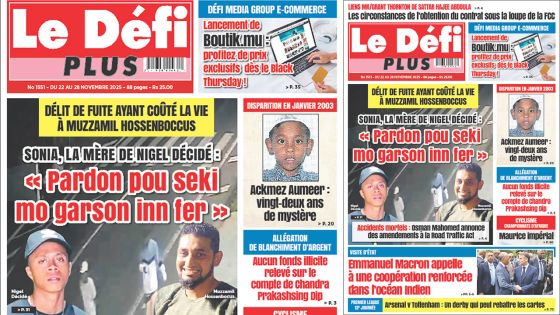 Voici la Une du Défi Plus de ce Samedi 22 Novembre 2025