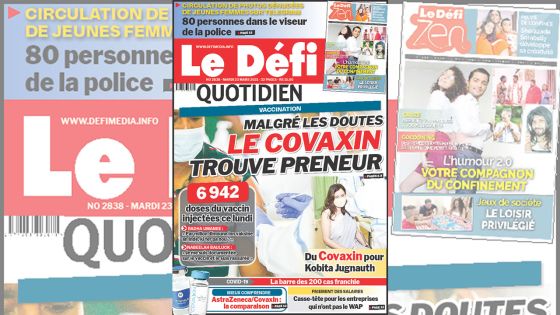 Voici la Une du Défi Quotidien de ce mardi 23 mars 2021