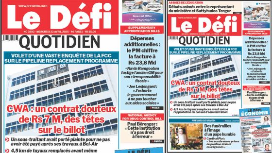 Voici la une du Défi Quotidien de ce Mercredi 23 Avril 2025