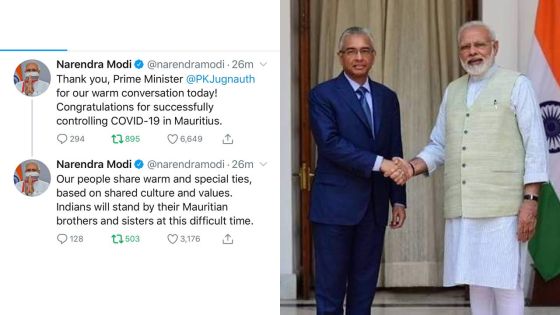 Gestion du COVID-19 : quand Narendra Modi félicite Pravind Jugnauth