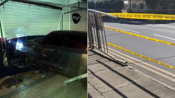 À Bambous : une voiture termine sa course contre les volets d’une boutique