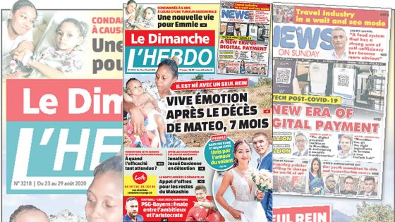 Voici la Une de Le Dimanche/L'Hebdo de ce dimanche 23 aout 2020