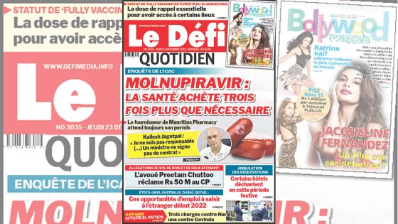 Voici la une du Défi Quotidien de ce jeudi 23 décembre 2021