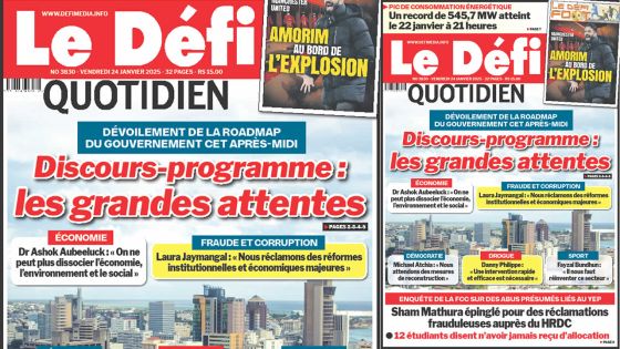 Voici la une du Défi Quotidien de ce Vendredi 24 Janvier 2025