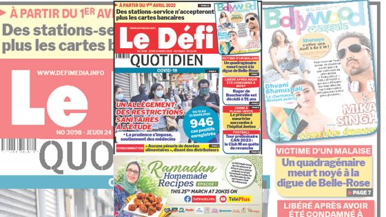 Voici la une du Défi Quotidien de ce jeudi 24 mars 2022