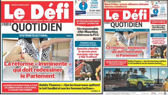 Voici la une du Défi Quotidien de ce Lundi 24 Novembre 2025