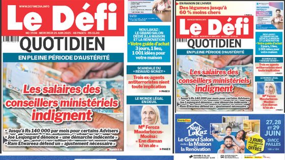 Voici la une du Défi Quotidien de ce Mercredi 25 Juin 2025