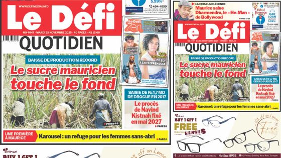 Voici la une du Défi Quotidien de ce Mardi 25 Novembre 2025