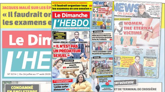 Voici la Une de Le Dimanche/L'Hebdo de ce dimanche 26 juillet 2020