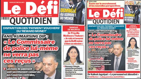 Voici la une du Défi Quotidien de ce Vendredi 26 Septembre 2025