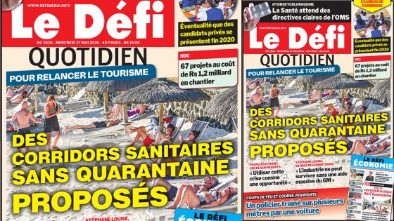 Voici la Une du Defi Quotidien de ce mercredi 27 mai 2020