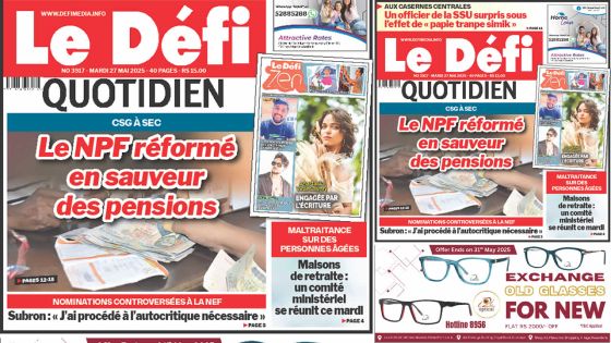 Voici la une du Défi Quotidien de ce Mardi 27 Mai 2025