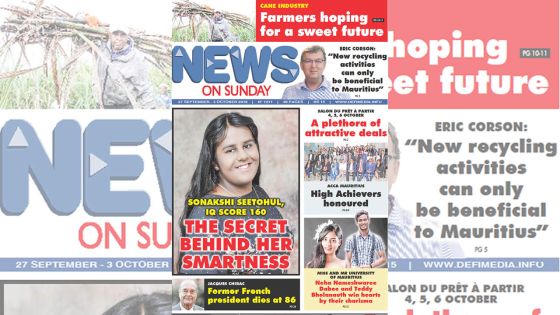 Voici la Une de News on Sunday de ce Vendredi 27 septembre 2019