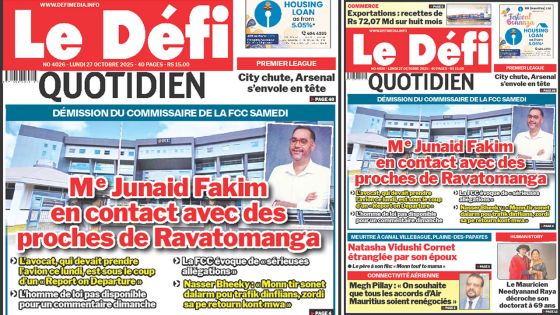 Voici la une du Défi Quotidien de ce Lundi 27 Octobre 2025