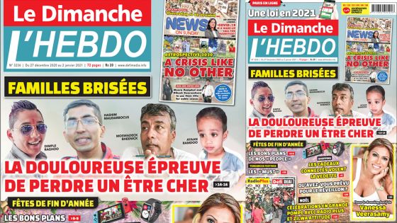 Voici la Une de Le Dimanche/L'Hebdo de ce dimanche 27 Décembre 2020