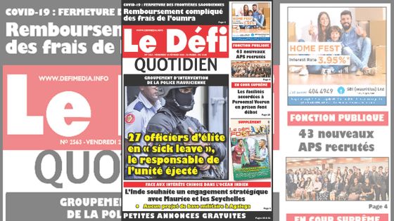Voici la Une du Défi Quotidien de ce vendredi 28 février 2020