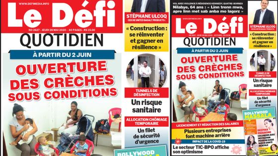 Voici la Une du Defi Quotidien de ce jeudi 28 mai 2020