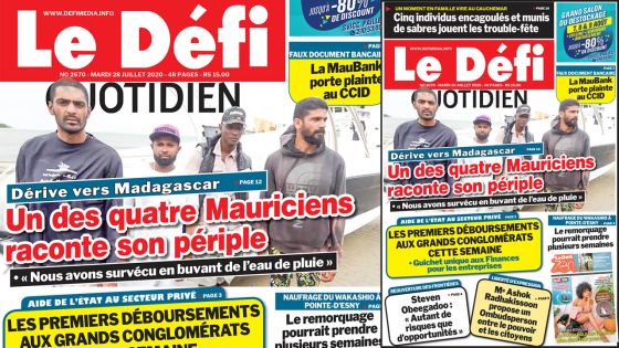 Voici la Une du Defi Quotidien de ce mardi 28 juillet 2020