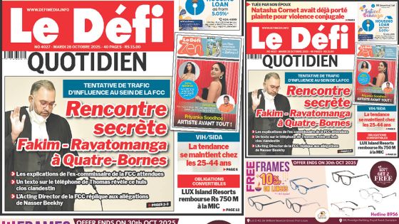 Voici la une du Défi Quotidien de ce Mardi 28 Octobre 2025