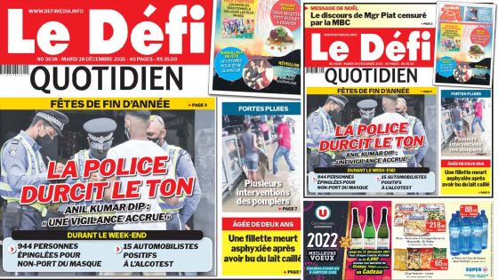 Voici la une du Défi Quotidien de ce mardi 28 décembre 2021