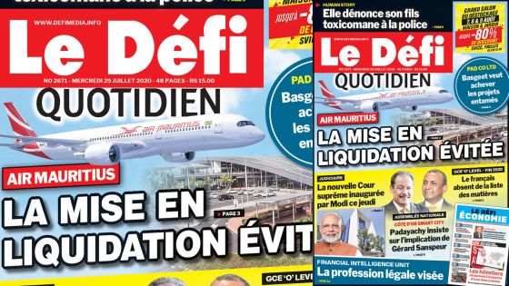 Voici la Une du Defi Quotidien de ce mercredi 29 juillet 2020