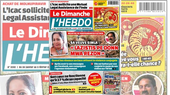 Voici la Une de Le Dimanche/L'Hebdo de ce dimanche 30 janvier 2022