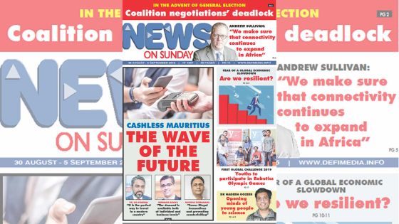 Voici la Une de News on Sunday de ce Vendredi 30 Août 2019