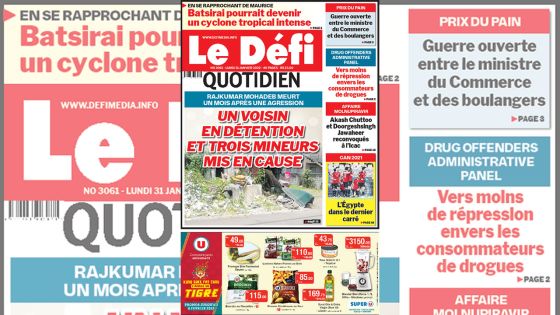 Voici la une du Défi Quotidien de ce lundi 31 janvier 2022