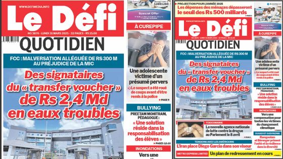 Voici la une du Défi Quotidien de ce Lundi 31 Mars 2025