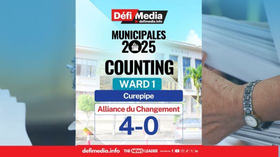 Municipales 2025 – Résultats en direct - Ward 1 Curepipe : l’Alliance du Changement rafle les 4 sièges