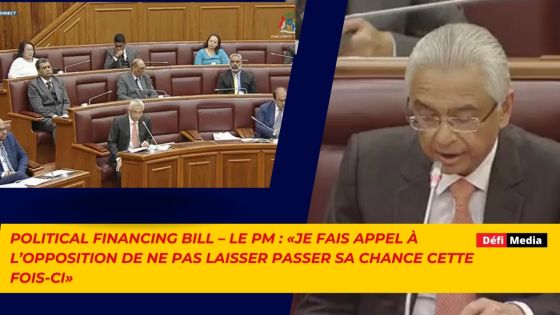 Political Financing Bill – Le PM : «Je fais appel à l’opposition de ne pas laisser passer sa chance cette fois-ci»