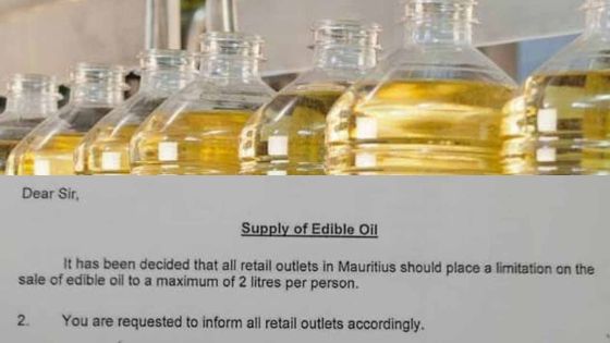 Huile comestible : deux litres par personne
