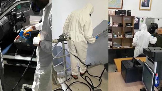 Exercice de désinfection au poste de police de Pope Hennessy