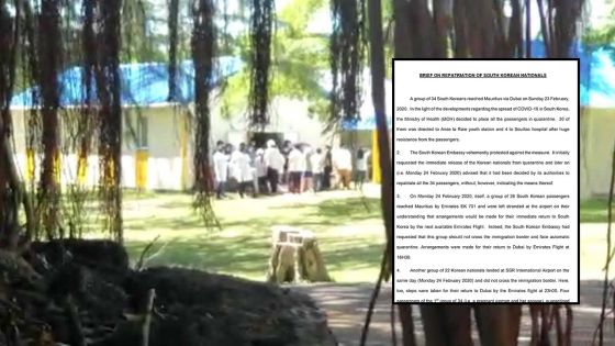 Sud-Coréens en quarantaine à Maurice : la Corée du Sud proteste et exprime sa déception