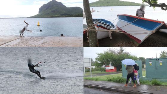 [En images] Alerte cyclonique 2 - Au Morne : des enfants s'amusent dans l'eau 